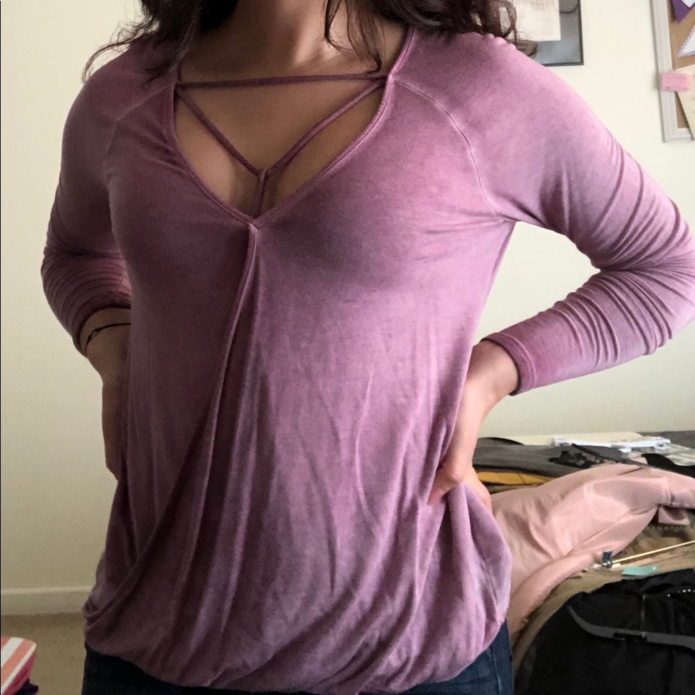 American Eagle Soft&Sexy long sleeve pink tee